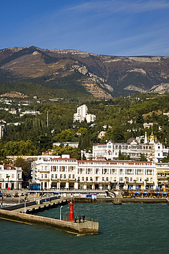 A view of Yalta from the Black Sea, Yalta, Crimea, Ukraine, Europe