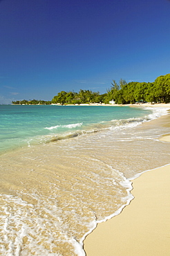 Sea and sand in Gibbes Bay on the west coast of Barbados, Windward Islands, West Indies, Caribbean, Central America