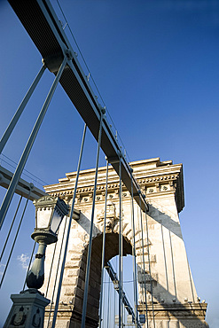 The Chain Bridge over the Danube River, Budapest, Hungary, Europe