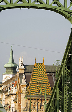 A view of the Pest side of Budapest including the Great Market Hall, Budapest, Hungary, Europe