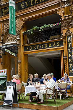 A restaurant in the pedestrian area, Vaci Street, Budapest, Hungary, Europe