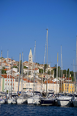 Boats in the harbour in Mali Losinj on the island of Losinj in the Kvarner region, Croatia, Adriatic, Europe