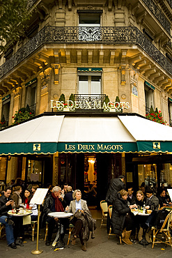 The famous cafe Les Deux Magots on the Boulevard St. Germain, Paris, France, Europe