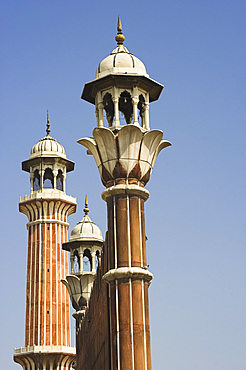 Minarets at the Jama Masjid Mosque in Old Delhi, India, Asia