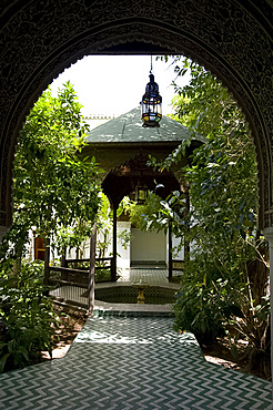 An interior courtyard and pavilion at the Dar Said Museum, Marrakech, Morocco, North Africa, Africa