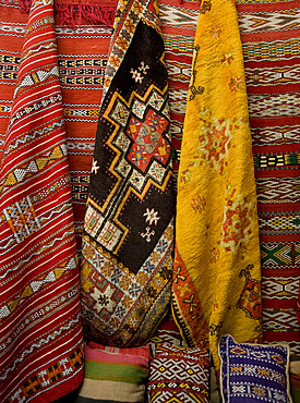 Carpets for sale in the souk in Marrakech, Morocco, North Africa, Africa