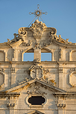 The Baroque facade of Santa Lucia alla Badin in the Duomo Square, Ortigia, Syracuse, Sicily, Italy, Europe