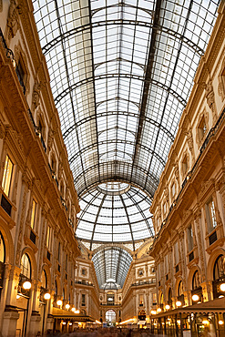 The Galleria Vittorio Emanuele II, an ornate shopping arcade on the Piazza del Duomo, Milan, Lombardy, Italy, Europe