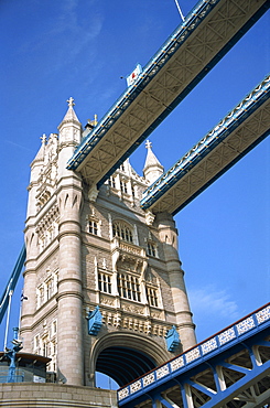 Detail of Tower Bridge, London, England, United Kingdom, Europe