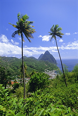 Soufriere and The Pitons, St. Lucia, Windward Islands, West Indies, Caribbean, Central America