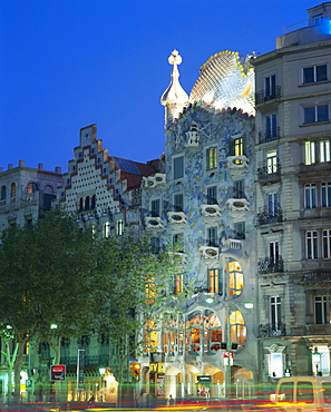 Gaudi architecture, Casa Batllo, Barcelona, Catalunya (Catalonia) (Cataluna), Spain, Europe