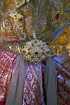 Close up of traditional Thai dance dress, Sukhothai, Thailand, Asia