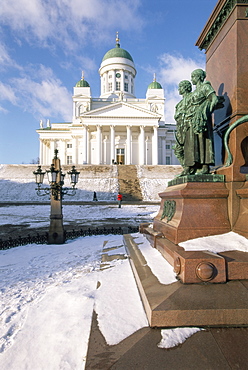 Lutheran Christian cathedral in winter snow, Helsinki, Finland, Scandinavia, Europe