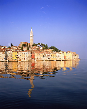 Old Town houses and cathedral of St. Euphemia, Rovinj, Istria, Croatia, Europe