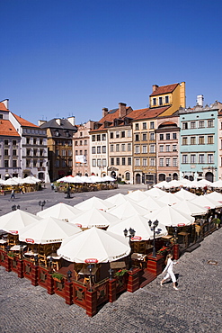 Colourful houses, restaurants and cafes The Old Town Square (Rynek Stare Miasto), UNESCO World Heritage Site, Warsaw, Poland, Europe