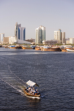 Dubai Creek (Khor Dubai), Dhow Wharfage and commercial centre, Deira, Dubai, United Arab Emirates, Middle East