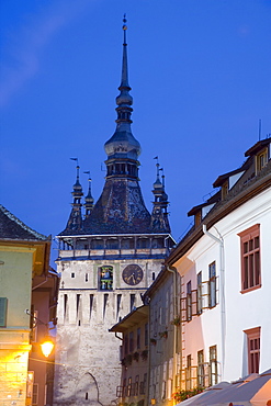 Clock tower (Turnul cu Ceas), 64m tall, formerly the main entrance to the fortified city, in the medieval old town or citadel, Sighisoara, UNESCO World Heritage Site, Transylvania, Romania, Europe