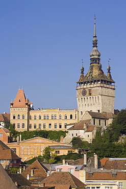 Clock tower (Turnul cu Ceas), formerly the main entrance to the fortified city, in the medieval old town or citadel, Sighisoara, UNESCO World Heritage Site, Transylvania, Romania, Europe