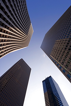 Low angle view of office buildings, Shinjuku, Tokyo, Honshu, Japan, Asia