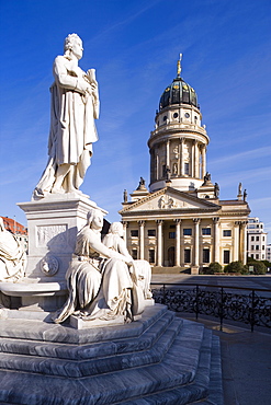 Schiller Monument and French Cathedral (Franzosischer Dom), Gendarmenmarkt, Berlin, Germany, Europe