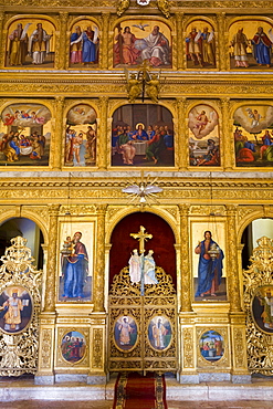 Praskvica Monastery, interior of the Serbian Orthodox Monastery, Pastrovici Hills near Sveti Stefan, Montenegro, Balkans, Europe