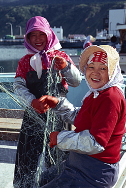 Fisherwomen, Rishiri Island, Hokkaido, Japan, Asia