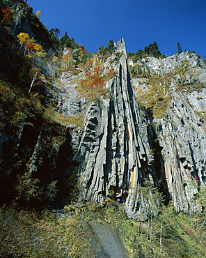 Rock formations, Sounkyo Gorge, island of Hokkaido, Japan, Asia