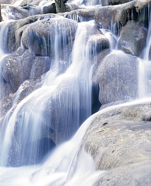 Close-up of white water in the Dunns River Falls, Ocho Rico, Jamaica, Caribbean *** Local Caption ***