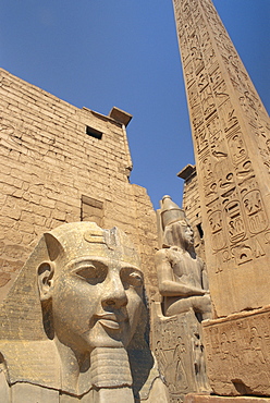 Ramses II and the Obelisk at Luxor Temple, Luxor, Thebes, Egypt, Africa 