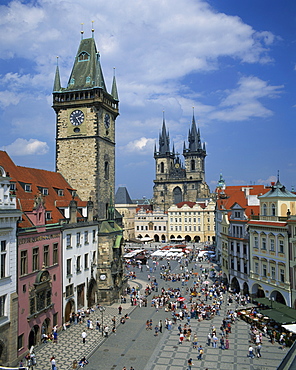 Stare Mesto Square, the Gothic Tyn Church and Town Hall in the city of Prague, UNESCO World Heritage Site, Czech Republic, Europe