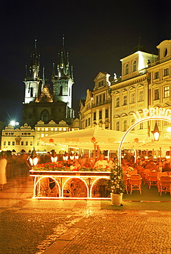 Stare Mesto Square, view towards Tyn Church, Prague, Czech Republic, Europe