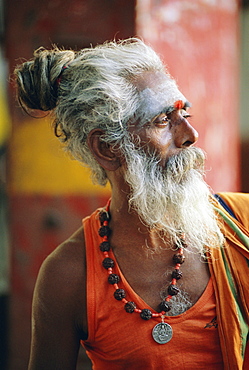 Portrait of a sadhu, a holy man, Jaipur, Rajasthan State, India