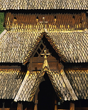 Best preserved 12th century stave church in Norway, Borgund Stave Church, Western Fjords, Norway, Scandinavia, Europe