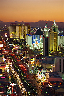 Elevated view of hotels and casinos, Las Vegas, Nevada, United States of America, North America