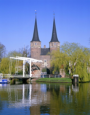 Town Gate and canal, Delft, The Netherlands, Europe