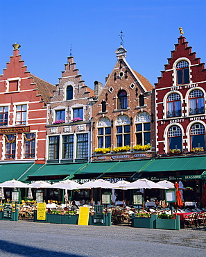 Cafes in the main town square, Bruges, Belgium