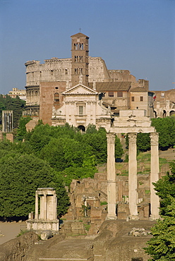 The Roman Forum (The Foro Romano) and Colosseum, Rome, Lazio, Italy, Europe