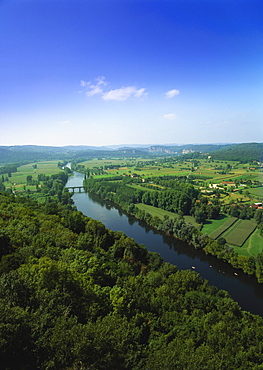 Elevated View of the Dordogne River, Aquitaine, France