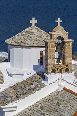 Agios Nikolaos and Panagitsa Pirgou churches, Skopelos, Sporades, Greek Islands, Greece, Europe