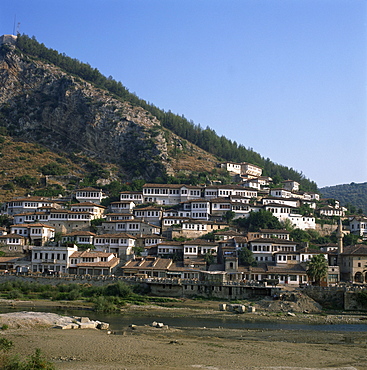 The town and river at Berat in Albania, Europe