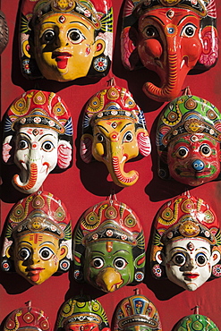 Masks for sale, Bhaktapur, Nepal, Asia