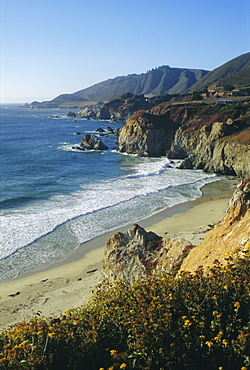 Ninety miles of rugged coast along Highway 1, view towards Monterey Peninsula, Big Sur, California, USA