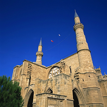 Selimiye Camii mosque, formerly Gothic Roman Catholic Ayia Sofia Cathedral between 1208 and 1326, minarets were added in 1570, Nicosia, North Cyprus, Europe