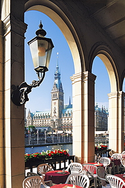 Alsterarkaden and the City Hall, Hamburg, Germany