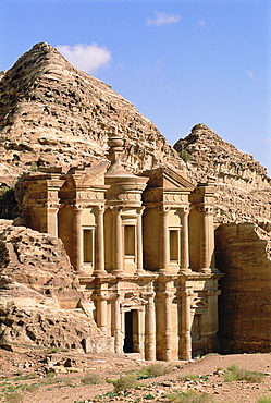 Rock-cut facade of the Monastery (El Deir), Nabatean archaeological site, Petra, UNESCO World Heritage Site, Jordan, Middle East