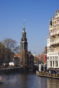 The Munttoren (Mint Tower) on the Amstel River, Amsterdam, Netherlands, Europe