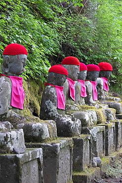 Jizo statues, Kanmangafuchi Abyss, Nikko, Japan, Asia