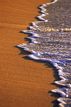 Close-up of surf on a sandy beach