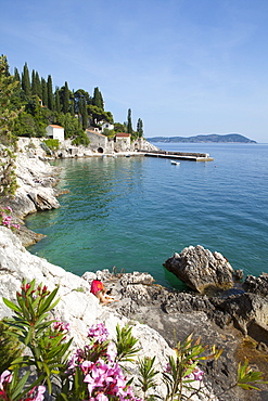 Rocky coast and harbour, Trsteno, Dubrovnik, Croatia, Europe 