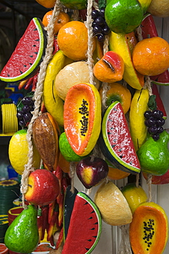 Decorative wooden fruit, Guanajuato, Guanajuato State, Mexico, North America